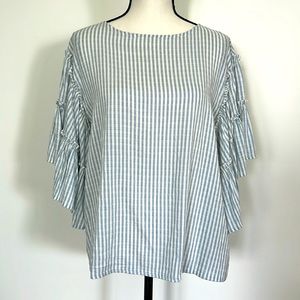 Premise Woman’s Top Blue & White Striped Size L